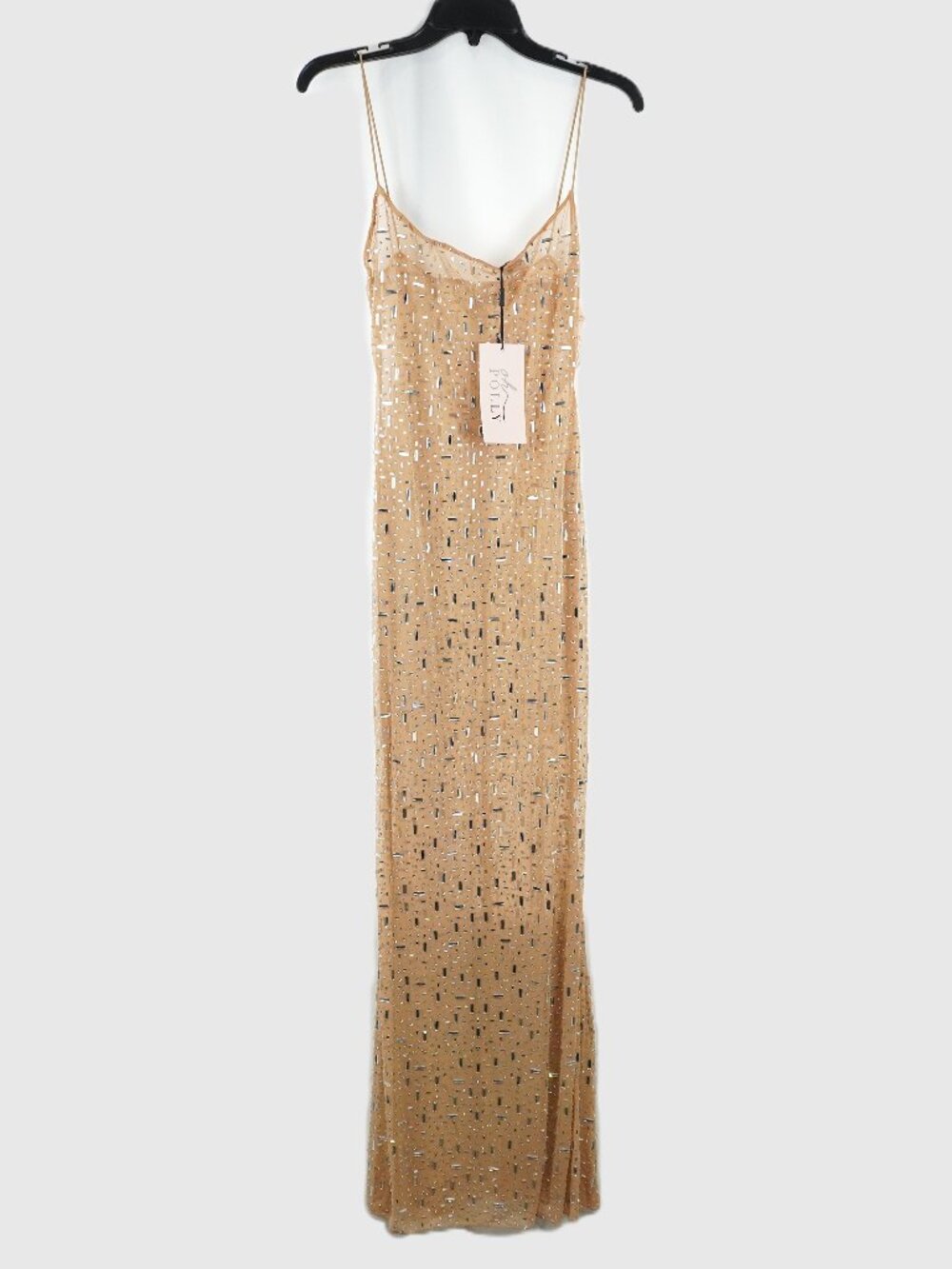 Oh Polly Antonella Sheer Embellished Evening Gown In Nude Women's Size US 8 NWT